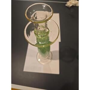 Green White Twist Hand Blown Art Glass Candleholder